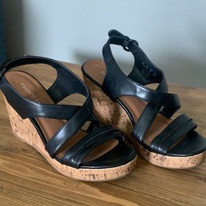 Franco Sarto Leather Sandal Wedges - size 7.5